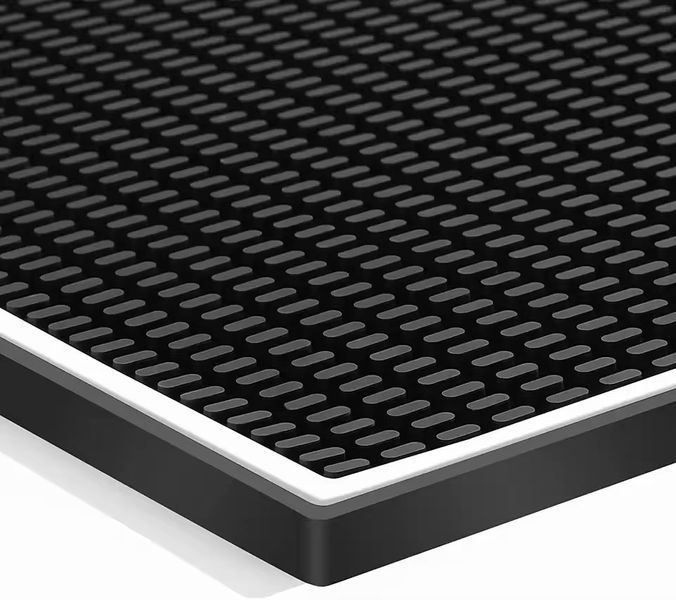 Барний килимок гумовий Bar House Спіл-Стоп 30&times;15&times;1 см з білою рамкою &ndash; стійкий до розливів, нековзний для інвентаря Чорний BM-30/15WhiteBlack фото