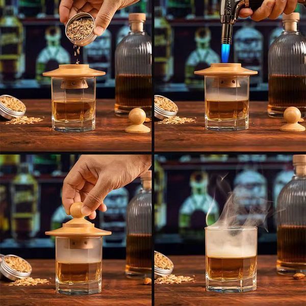 Деревянная коптильня с крышкой Smoke Up для виски, бурбона, коктейлей Bar House &Oslash;10 см BH-Smoker35 фото