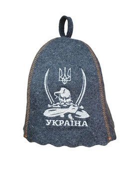 Колпак для бани и сауны с вышивкой "Казак с саблями" натуральный войлок Серый BH-0183601 фото