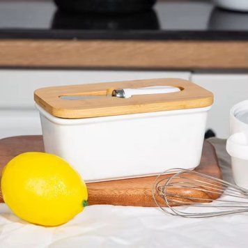 Масленка керамическая для масла с крышкой и ножом, 650 мл. Butterdish-650 фото