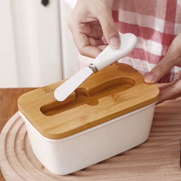 Масленка керамическая для масла с крышкой и ножом, 650 мл. Butterdish-650 фото