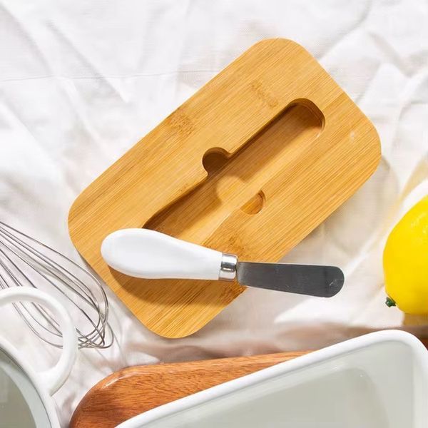 Масленка керамическая для масла с крышкой и ножом, 650 мл. Butterdish-650 фото