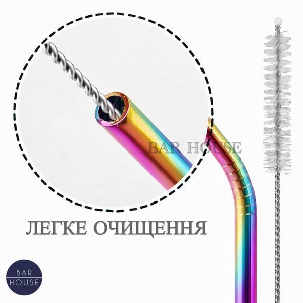 Набор металлических трубочек Premium для напитков (8шт + 2 щетки) экологически чистые многоразовые Радужные MStraw-Set-Rainbow35 фото