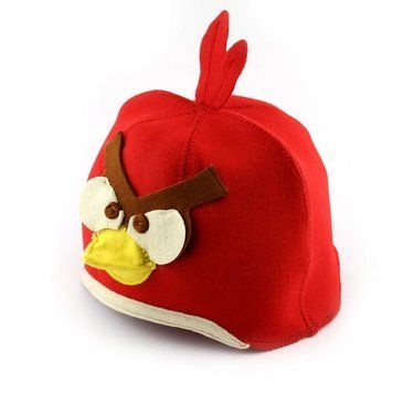 Шапка для бани и сауны "Птичка" 🐦 Красная (искусственный фетр) BH-254 фото