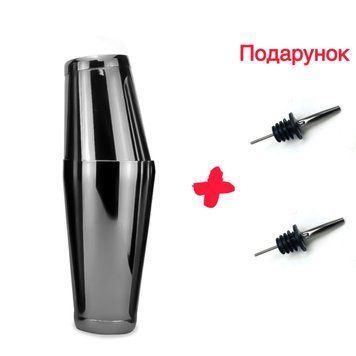 Барний Шейкер Бостон Bar House для коктейлів 0.75 + 0.55 л Чорний + подарунок гейзери - 2 шт. BH-bost-bla-750-550+Gift фото